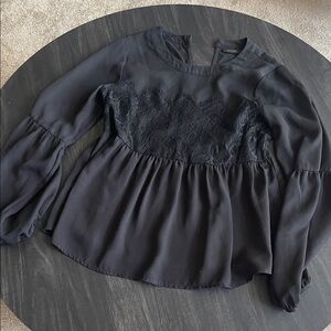 Halogen Black Lace Accent Blouse